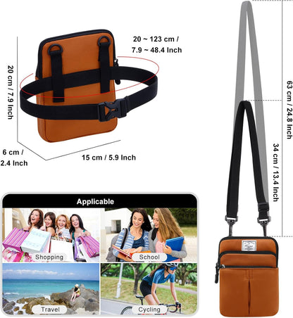 Multifunction Phone Bag One Shoulder Phone Waist Bag Diagonal Cross Bag Smart Phone Case Outdoor Bag Triple Zip Hipster Crossbody Purse for Women & Men Black-flowers