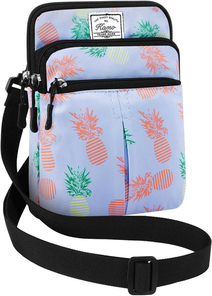 Multifunction Phone Bag One Shoulder Phone Waist Bag Diagonal Cross Bag Smart Phone Case Outdoor Bag Triple Zip Hipster Crossbody Purse for Women & Men Black-flowers