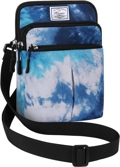 Multifunction Phone Bag One Shoulder Phone Waist Bag Diagonal Cross Bag Smart Phone Case Outdoor Bag Triple Zip Hipster Crossbody Purse for Women & Men Black-flowers
