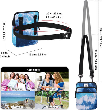 Multifunction Phone Bag One Shoulder Phone Waist Bag Diagonal Cross Bag Smart Phone Case Outdoor Bag Triple Zip Hipster Crossbody Purse for Women & Men Black-flowers
