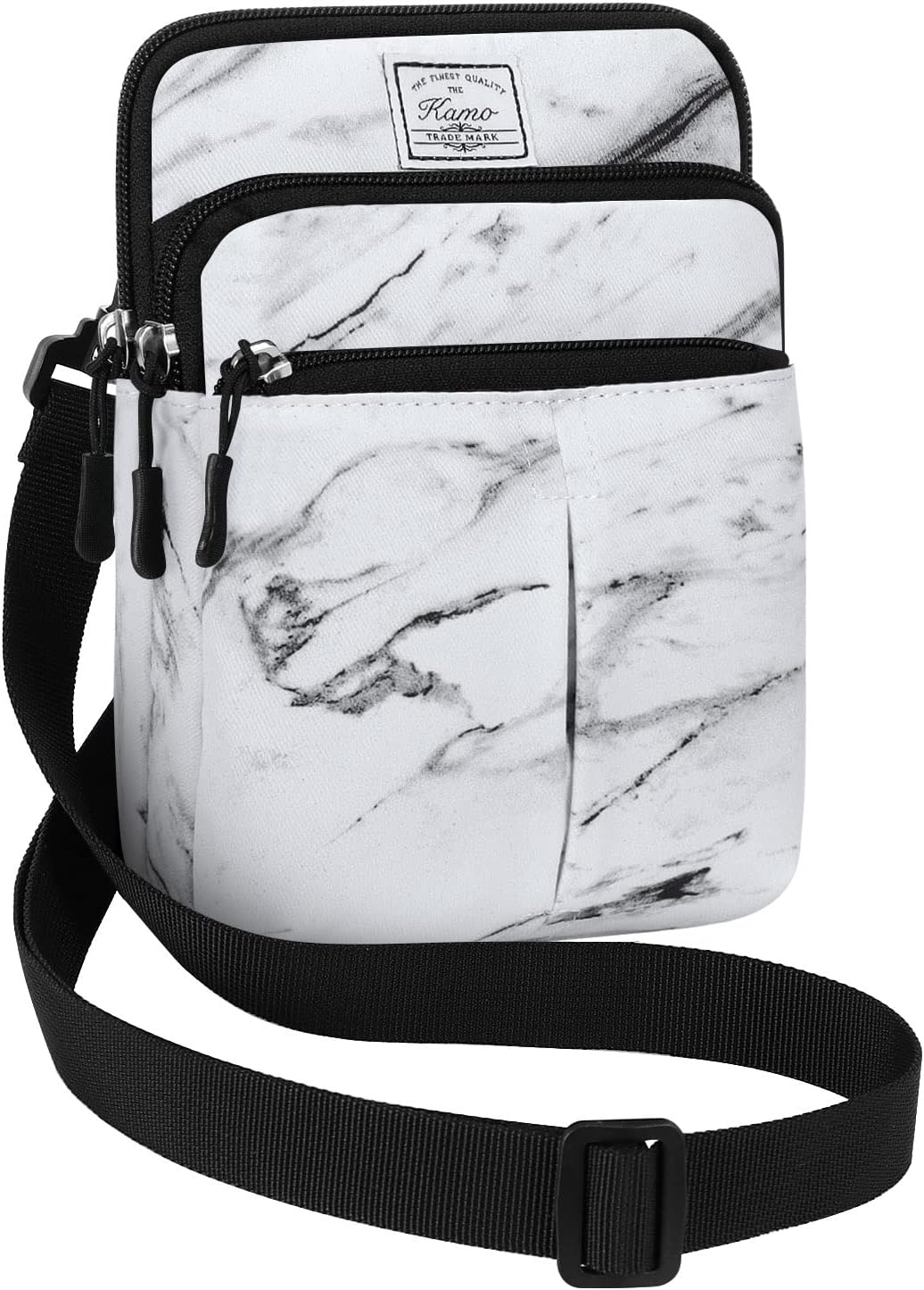 Multifunction Phone Bag One Shoulder Phone Waist Bag Diagonal Cross Bag Smart Phone Case Outdoor Bag Triple Zip Hipster Crossbody Purse for Women & Men Black-flowers