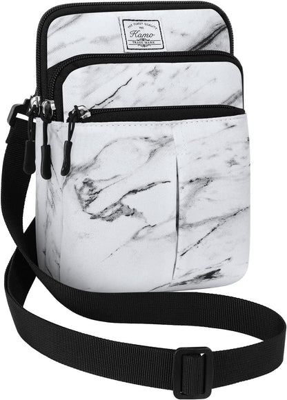 Multifunction Phone Bag One Shoulder Phone Waist Bag Diagonal Cross Bag Smart Phone Case Outdoor Bag Triple Zip Hipster Crossbody Purse for Women & Men Black-flowers