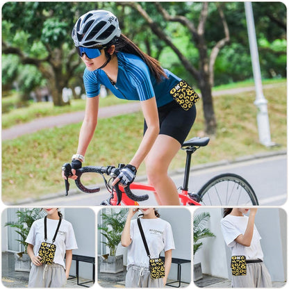 Multifunction Phone Bag One Shoulder Phone Waist Bag Diagonal Cross Bag Smart Phone Case Outdoor Bag Triple Zip Hipster Crossbody Purse for Women & Men Black-flowers