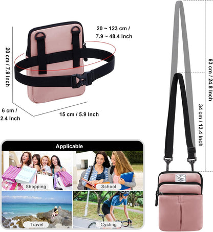 Multifunction Phone Bag One Shoulder Phone Waist Bag Diagonal Cross Bag Smart Phone Case Outdoor Bag Triple Zip Hipster Crossbody Purse for Women & Men Black-flowers