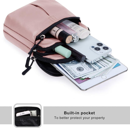 Multifunction Phone Bag One Shoulder Phone Waist Bag Diagonal Cross Bag Smart Phone Case Outdoor Bag Triple Zip Hipster Crossbody Purse for Women & Men Black-flowers