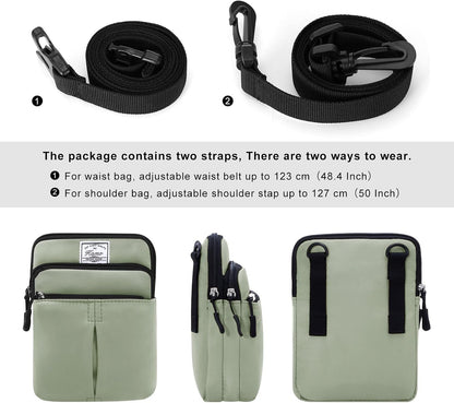 Multifunction Phone Bag One Shoulder Phone Waist Bag Diagonal Cross Bag Smart Phone Case Outdoor Bag Triple Zip Hipster Crossbody Purse for Women & Men Black-flowers