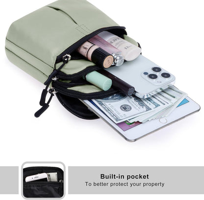 Multifunction Phone Bag One Shoulder Phone Waist Bag Diagonal Cross Bag Smart Phone Case Outdoor Bag Triple Zip Hipster Crossbody Purse for Women & Men Black-flowers