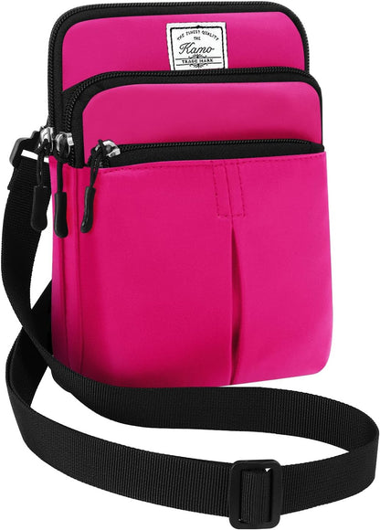 Multifunction Phone Bag One Shoulder Phone Waist Bag Diagonal Cross Bag Smart Phone Case Outdoor Bag Triple Zip Hipster Crossbody Purse for Women & Men Black-flowers
