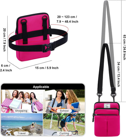 Multifunction Phone Bag One Shoulder Phone Waist Bag Diagonal Cross Bag Smart Phone Case Outdoor Bag Triple Zip Hipster Crossbody Purse for Women & Men Black-flowers