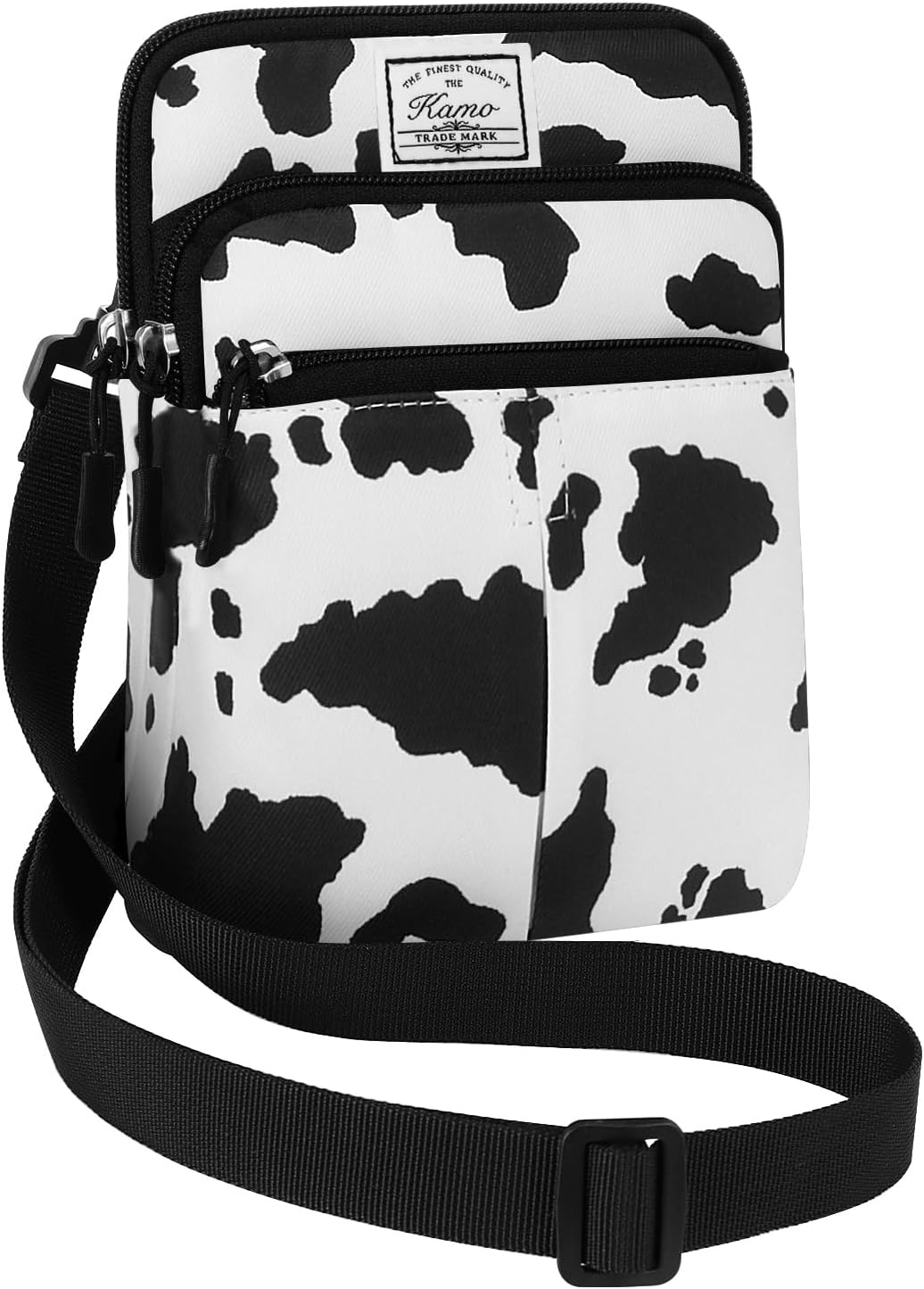 Multifunction Phone Bag One Shoulder Phone Waist Bag Diagonal Cross Bag Smart Phone Case Outdoor Bag Triple Zip Hipster Crossbody Purse for Women & Men Black-flowers
