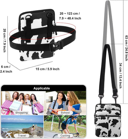 Multifunction Phone Bag One Shoulder Phone Waist Bag Diagonal Cross Bag Smart Phone Case Outdoor Bag Triple Zip Hipster Crossbody Purse for Women & Men Black-flowers