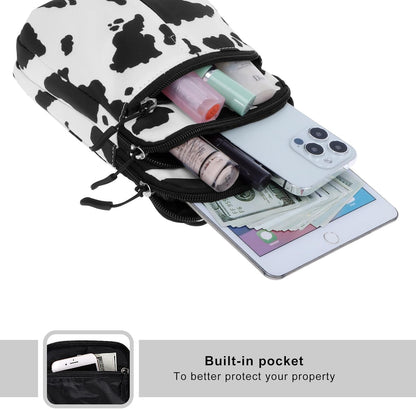Multifunction Phone Bag One Shoulder Phone Waist Bag Diagonal Cross Bag Smart Phone Case Outdoor Bag Triple Zip Hipster Crossbody Purse for Women & Men Black-flowers
