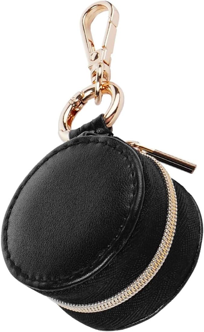 Jewelry Ring Holder Keychain - Portable Travel Sports Ring Keeper Case - Mini Small Versatile Carrying Display Storage Organizer Box With Key Chain (Brown)