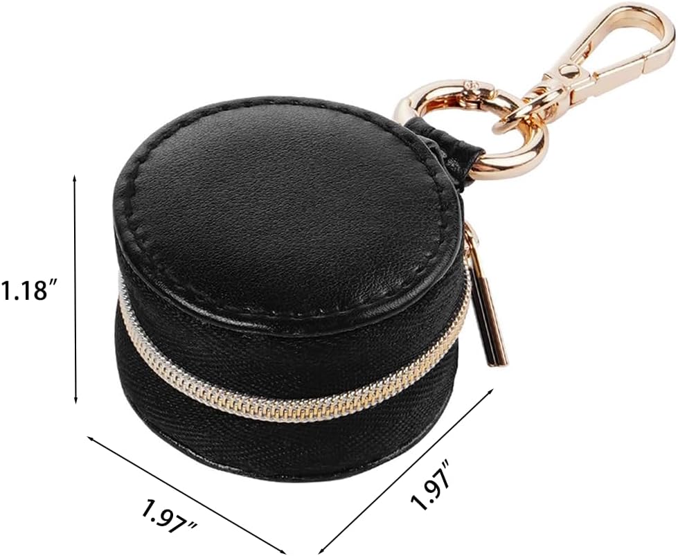 Jewelry Ring Holder Keychain - Portable Travel Sports Ring Keeper Case - Mini Small Versatile Carrying Display Storage Organizer Box With Key Chain (Brown)