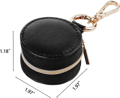 Jewelry Ring Holder Keychain - Portable Travel Sports Ring Keeper Case - Mini Small Versatile Carrying Display Storage Organizer Box With Key Chain (Brown)