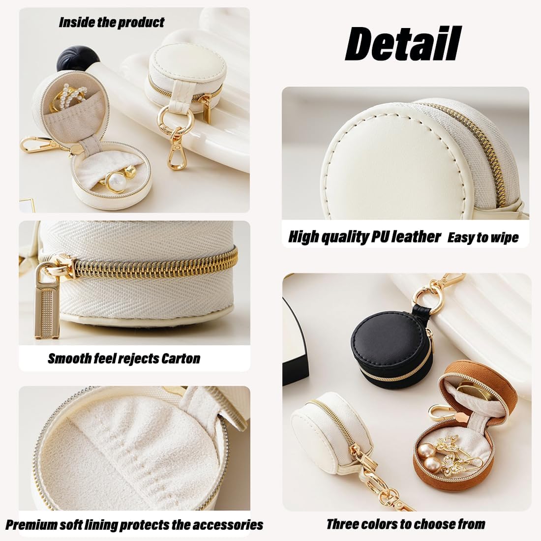Jewelry Ring Holder Keychain - Portable Travel Sports Ring Keeper Case - Mini Small Versatile Carrying Display Storage Organizer Box With Key Chain (Brown)