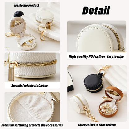 Jewelry Ring Holder Keychain - Portable Travel Sports Ring Keeper Case - Mini Small Versatile Carrying Display Storage Organizer Box With Key Chain (Brown)