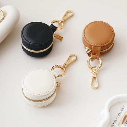 Jewelry Ring Holder Keychain - Portable Travel Sports Ring Keeper Case - Mini Small Versatile Carrying Display Storage Organizer Box With Key Chain (Brown)