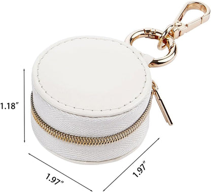Jewelry Ring Holder Keychain - Portable Travel Sports Ring Keeper Case - Mini Small Versatile Carrying Display Storage Organizer Box With Key Chain (Brown)