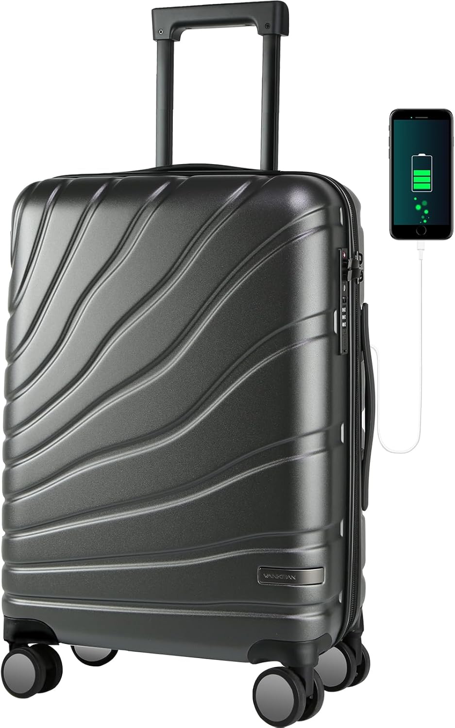 Carry On Luggage with Spinner Wheels & TSA Lock, Expandable Fashionable Hard Shell Suitcase airline approved，20 Inch Carry-On，Lake Blue