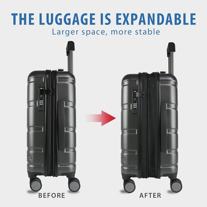 Carry On Luggage with Spinner Wheels & TSA Lock, Expandable Fashionable Hard Shell Suitcase airline approved，20 Inch Carry-On，Lake Blue