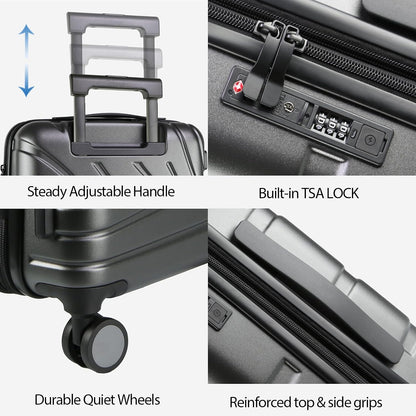 Carry On Luggage with Spinner Wheels & TSA Lock, Expandable Fashionable Hard Shell Suitcase airline approved，20 Inch Carry-On，Lake Blue