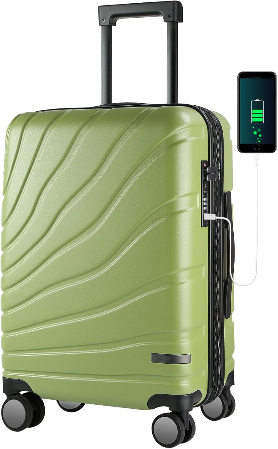 Carry On Luggage with Spinner Wheels & TSA Lock, Expandable Fashionable Hard Shell Suitcase airline approved，20 Inch Carry-On，Lake Blue