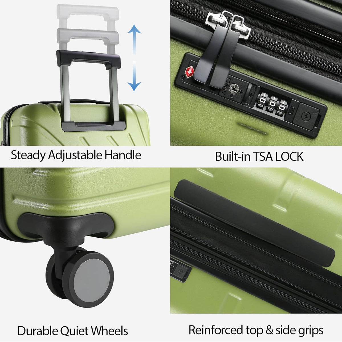 Carry On Luggage with Spinner Wheels & TSA Lock, Expandable Fashionable Hard Shell Suitcase airline approved，20 Inch Carry-On，Lake Blue