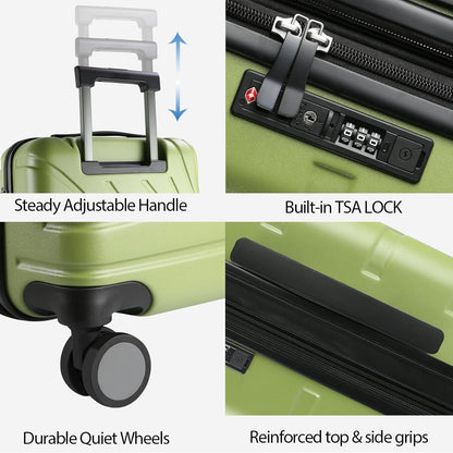 Carry On Luggage with Spinner Wheels & TSA Lock, Expandable Fashionable Hard Shell Suitcase airline approved，20 Inch Carry-On，Lake Blue