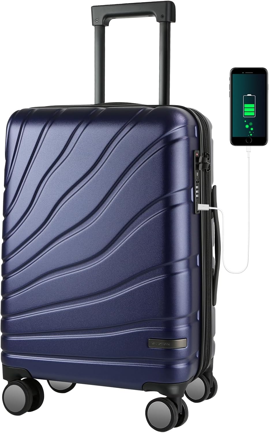 Carry On Luggage with Spinner Wheels & TSA Lock, Expandable Fashionable Hard Shell Suitcase airline approved，20 Inch Carry-On，Lake Blue