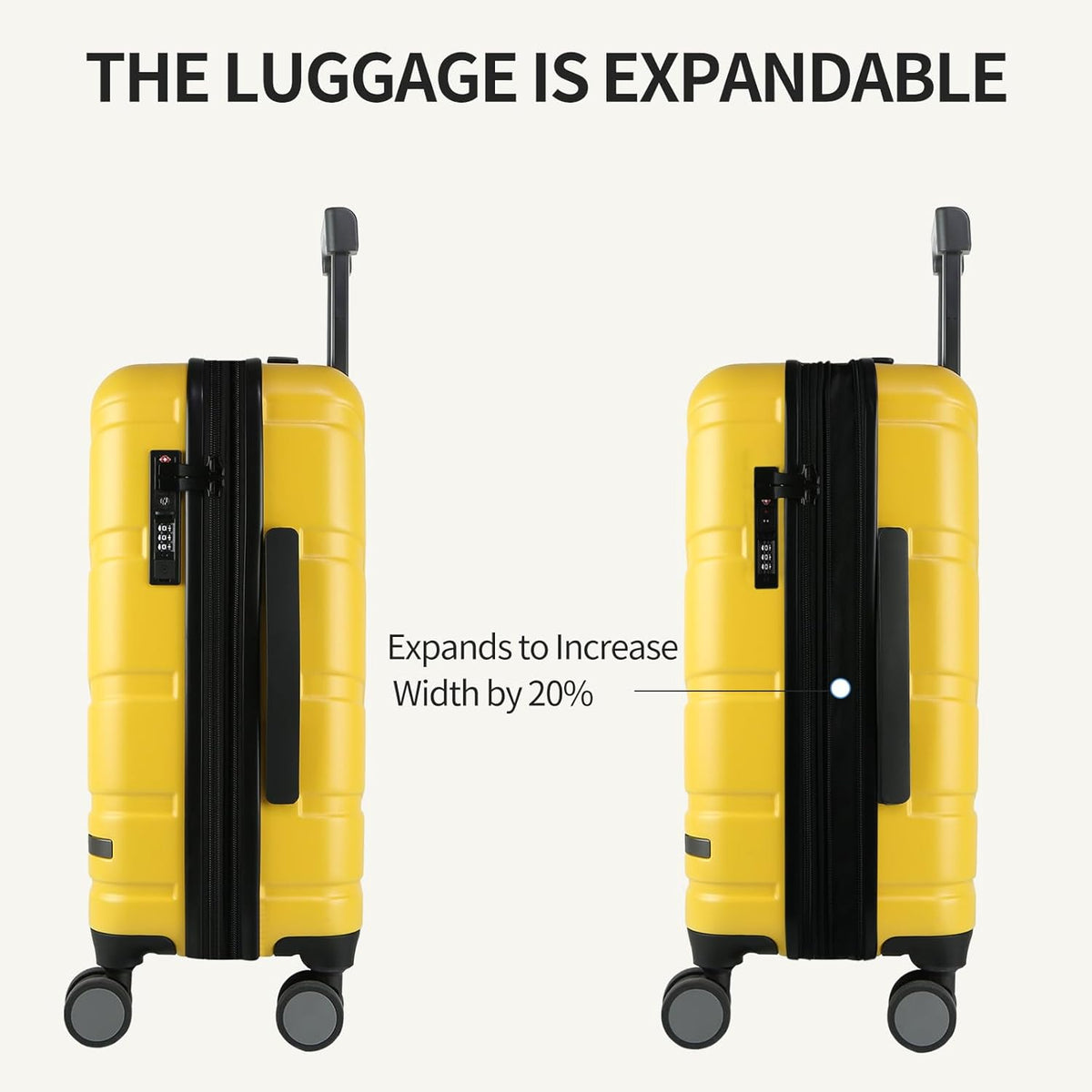 Carry On Luggage with Spinner Wheels & TSA Lock, Expandable Fashionable Hard Shell Suitcase airline approved，20 Inch Carry-On，Lake Blue