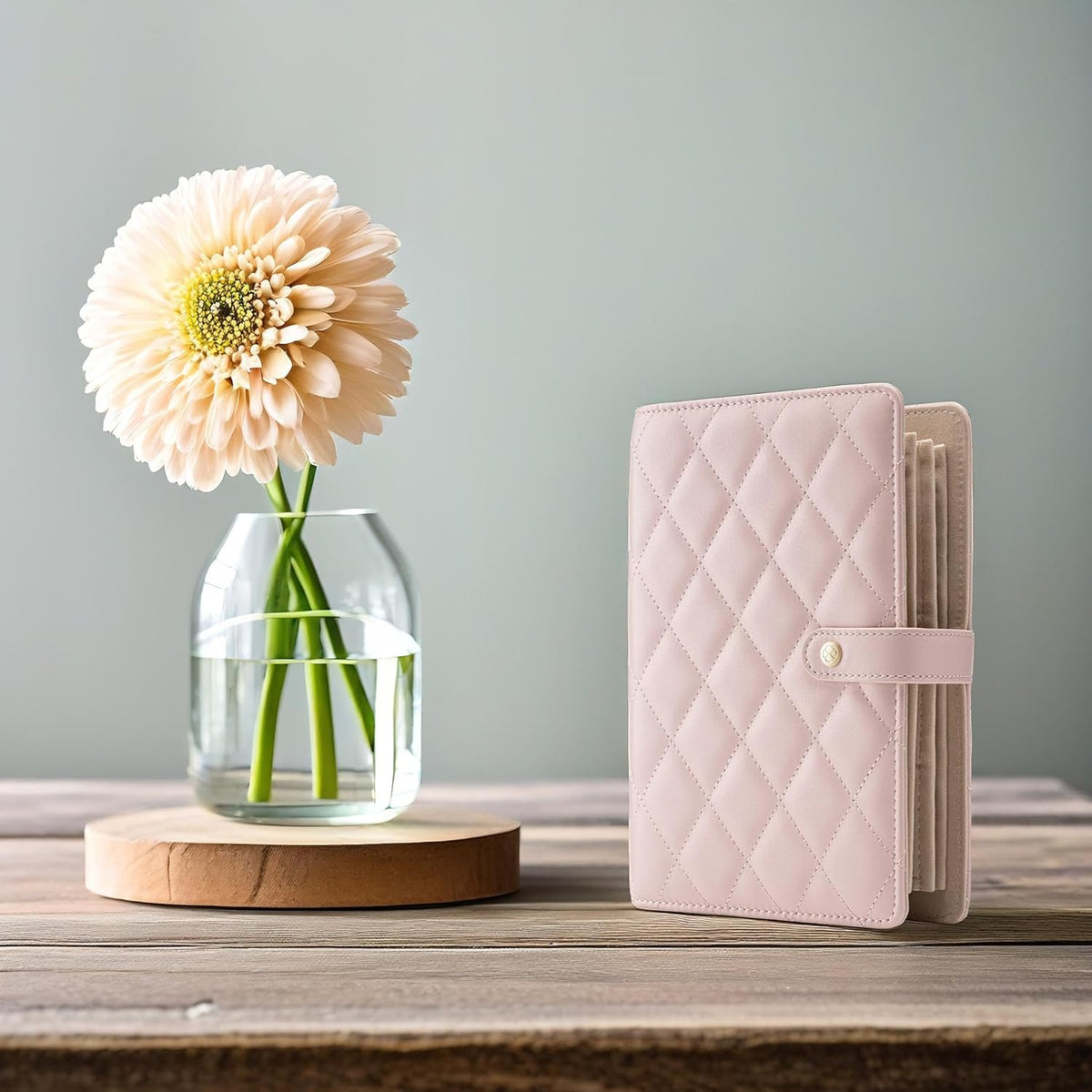 Jewelry Book Organizer - Leather Travel Jewelry Case with 5 Detachable Pages for Necklaces, Rings, Earrings, Tangle-Free, Giftable,Seashell Pink