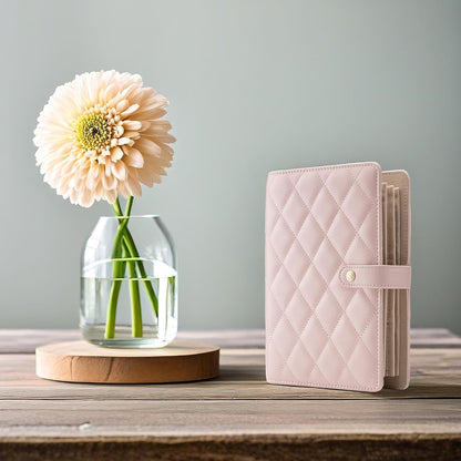 Jewelry Book Organizer - Leather Travel Jewelry Case with 5 Detachable Pages for Necklaces, Rings, Earrings, Tangle-Free, Giftable,Seashell Pink