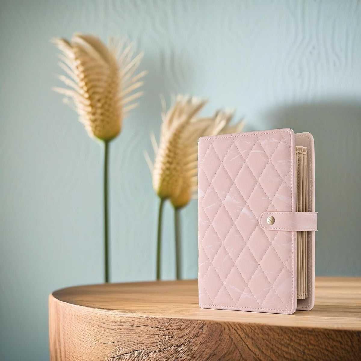 Jewelry Book Organizer - Leather Travel Jewelry Case with 5 Detachable Pages for Necklaces, Rings, Earrings, Tangle-Free, Giftable,Seashell Pink