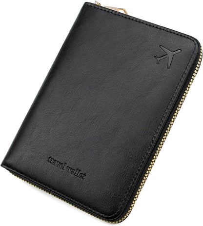 Passport Holder Travel Wallet - RFID Blocking Passport Holder Wallet, Full Zip Travel Card Cover with RFID Protection, Multi Slot Organizer for Cards Cash Documents Travel Essentials (Blue)