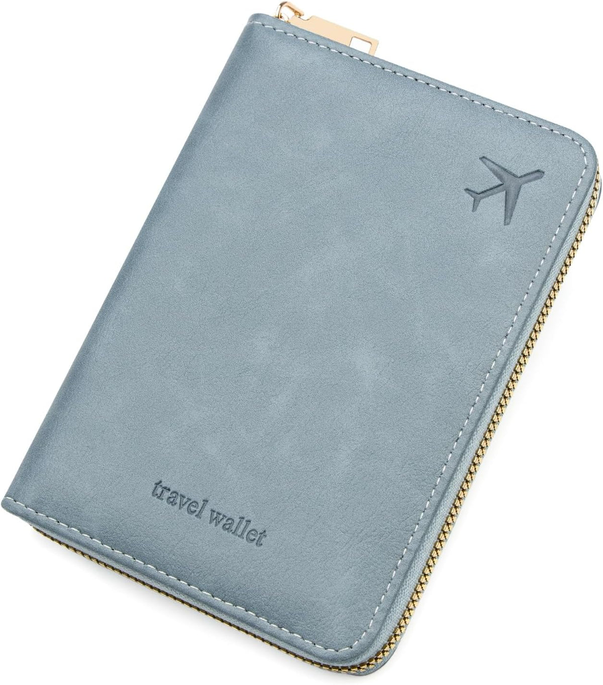 Passport Holder Travel Wallet - RFID Blocking Passport Holder Wallet, Full Zip Travel Card Cover with RFID Protection, Multi Slot Organizer for Cards Cash Documents Travel Essentials (Blue)