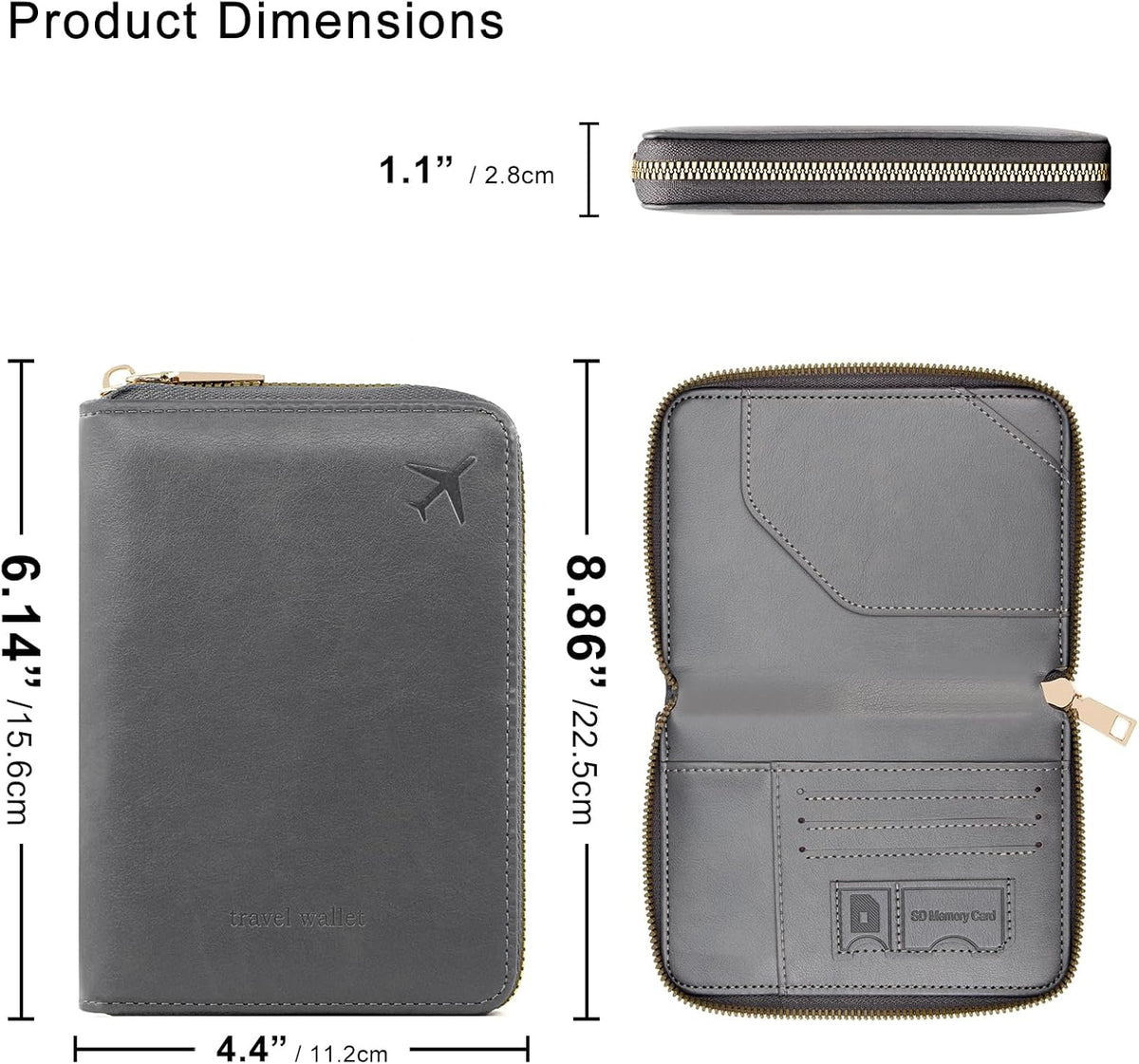 Passport Holder Travel Wallet - RFID Blocking Passport Holder Wallet, Full Zip Travel Card Cover with RFID Protection, Multi Slot Organizer for Cards Cash Documents Travel Essentials (Blue)
