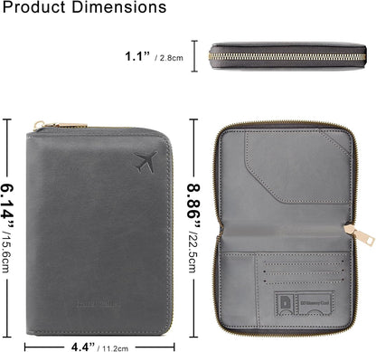 Passport Holder Travel Wallet - RFID Blocking Passport Holder Wallet, Full Zip Travel Card Cover with RFID Protection, Multi Slot Organizer for Cards Cash Documents Travel Essentials (Blue)