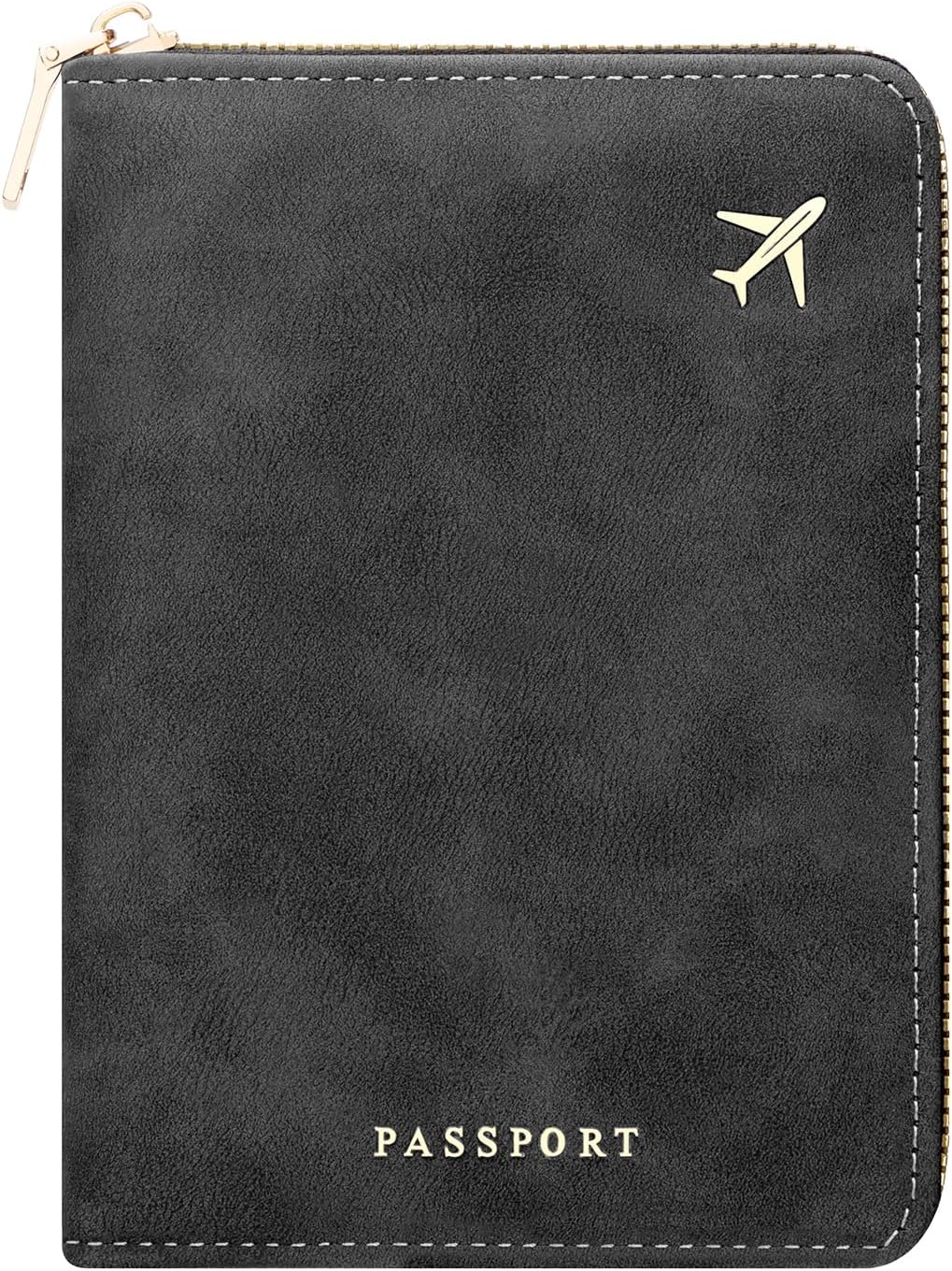 Passport Holder Travel Wallet - RFID Blocking Passport Holder Wallet, Full Zip Travel Card Cover with RFID Protection, Multi Slot Organizer for Cards Cash Documents Travel Essentials (Blue)
