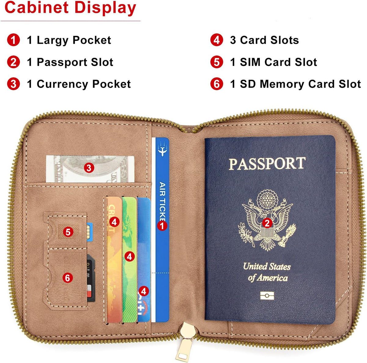 Passport Holder Travel Wallet - RFID Blocking Passport Holder Wallet, Full Zip Travel Card Cover with RFID Protection, Multi Slot Organizer for Cards Cash Documents Travel Essentials (Blue)