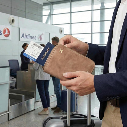 Passport Holder Travel Wallet - RFID Blocking Passport Holder Wallet, Full Zip Travel Card Cover with RFID Protection, Multi Slot Organizer for Cards Cash Documents Travel Essentials (Blue)