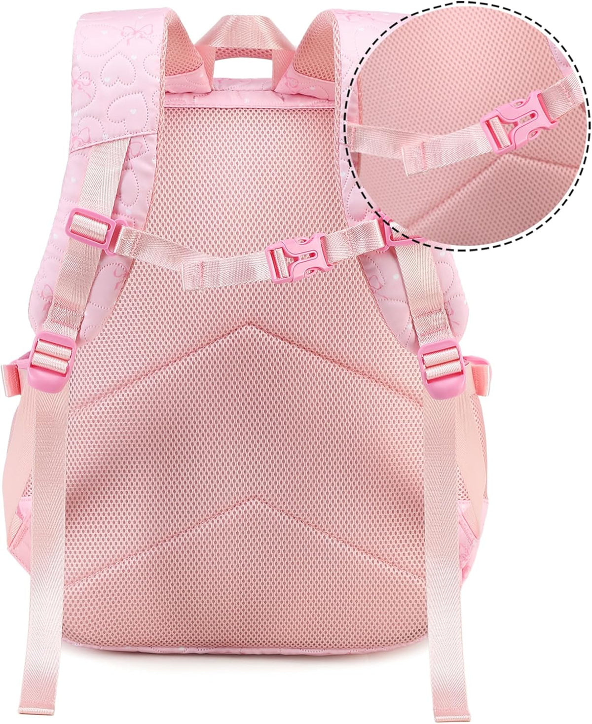 Girls Backpack Set with Bows Heart-shaped Lightweight Schoolbags for Girl Children Spacious Bookbag Waterproof (pink-2)