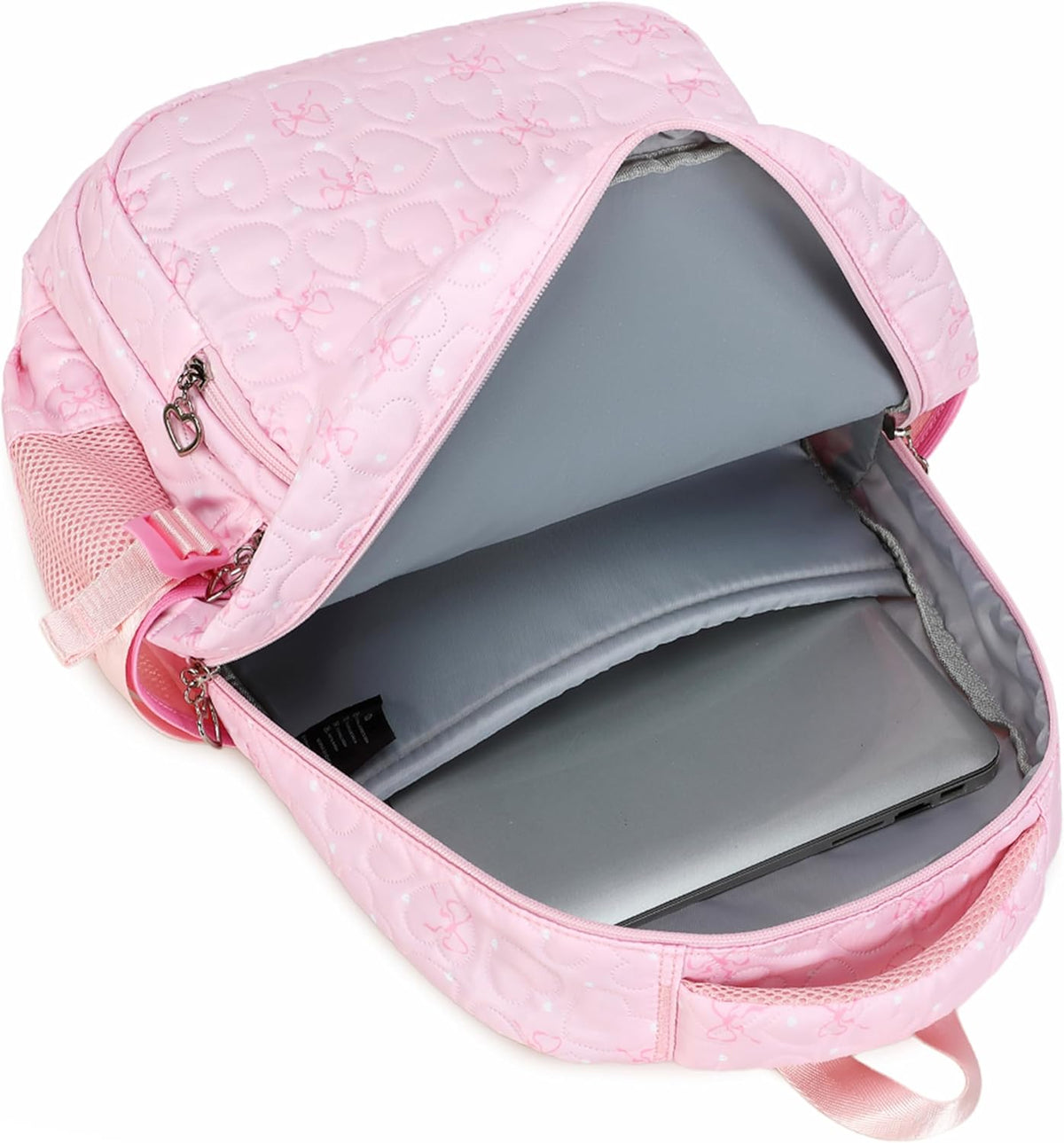 Girls Backpack Set with Bows Heart-shaped Lightweight Schoolbags for Girl Children Spacious Bookbag Waterproof (pink-2)