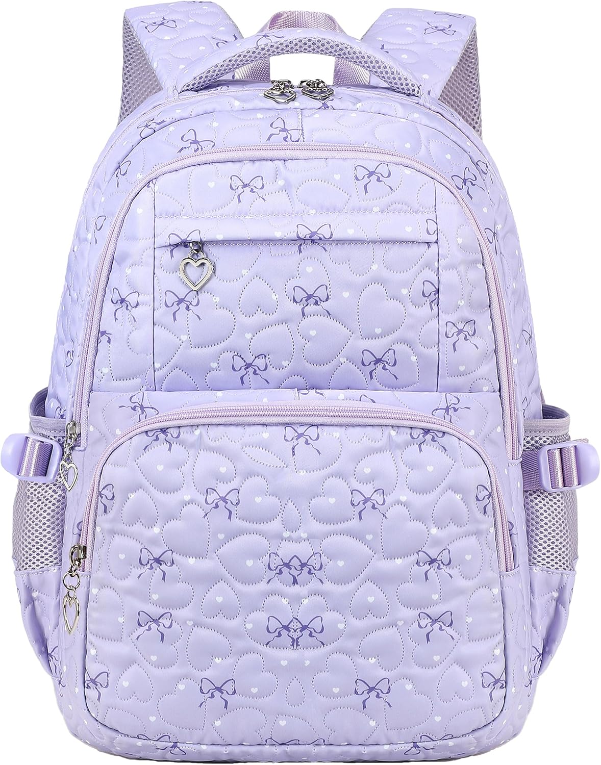 Girls Backpack Set with Bows Heart-shaped Lightweight Schoolbags for Girl Children Spacious Bookbag Waterproof (pink-2)