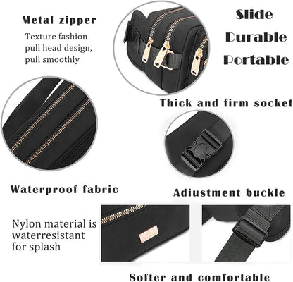 Extra Large Fashion Fanny Pack for Men Women, Waist Bag for Waterproof Hiking Running Biking Gym Outdoor Sports Travel Belt Bag (Black)