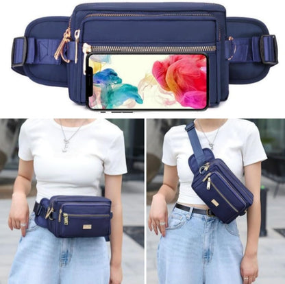 Extra Large Fashion Fanny Pack for Men Women, Waist Bag for Waterproof Hiking Running Biking Gym Outdoor Sports Travel Belt Bag (Black)
