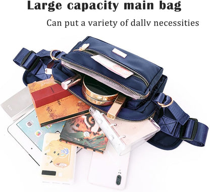 Extra Large Fashion Fanny Pack for Men Women, Waist Bag for Waterproof Hiking Running Biking Gym Outdoor Sports Travel Belt Bag (Black)