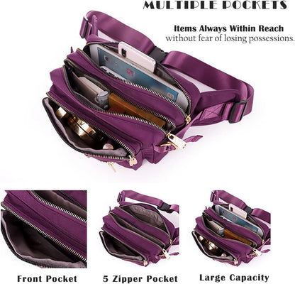 Extra Large Fashion Fanny Pack for Men Women, Waist Bag for Waterproof Hiking Running Biking Gym Outdoor Sports Travel Belt Bag (Black)