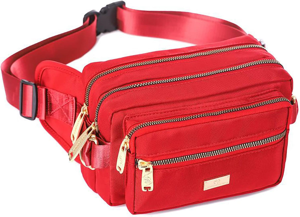 Extra Large Fashion Fanny Pack for Men Women, Waist Bag for Waterproof Hiking Running Biking Gym Outdoor Sports Travel Belt Bag (Black)