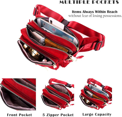 Extra Large Fashion Fanny Pack for Men Women, Waist Bag for Waterproof Hiking Running Biking Gym Outdoor Sports Travel Belt Bag (Black)